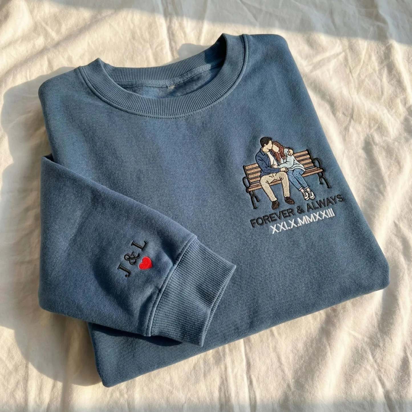 Sudadera Bordada A Todo Color Personalizada Con Retrato De Pareja, Papá O Mamá, Regalo Familiar, Idea De Regalo Personalizada Para El Día Del Padre. - mymoonlampes