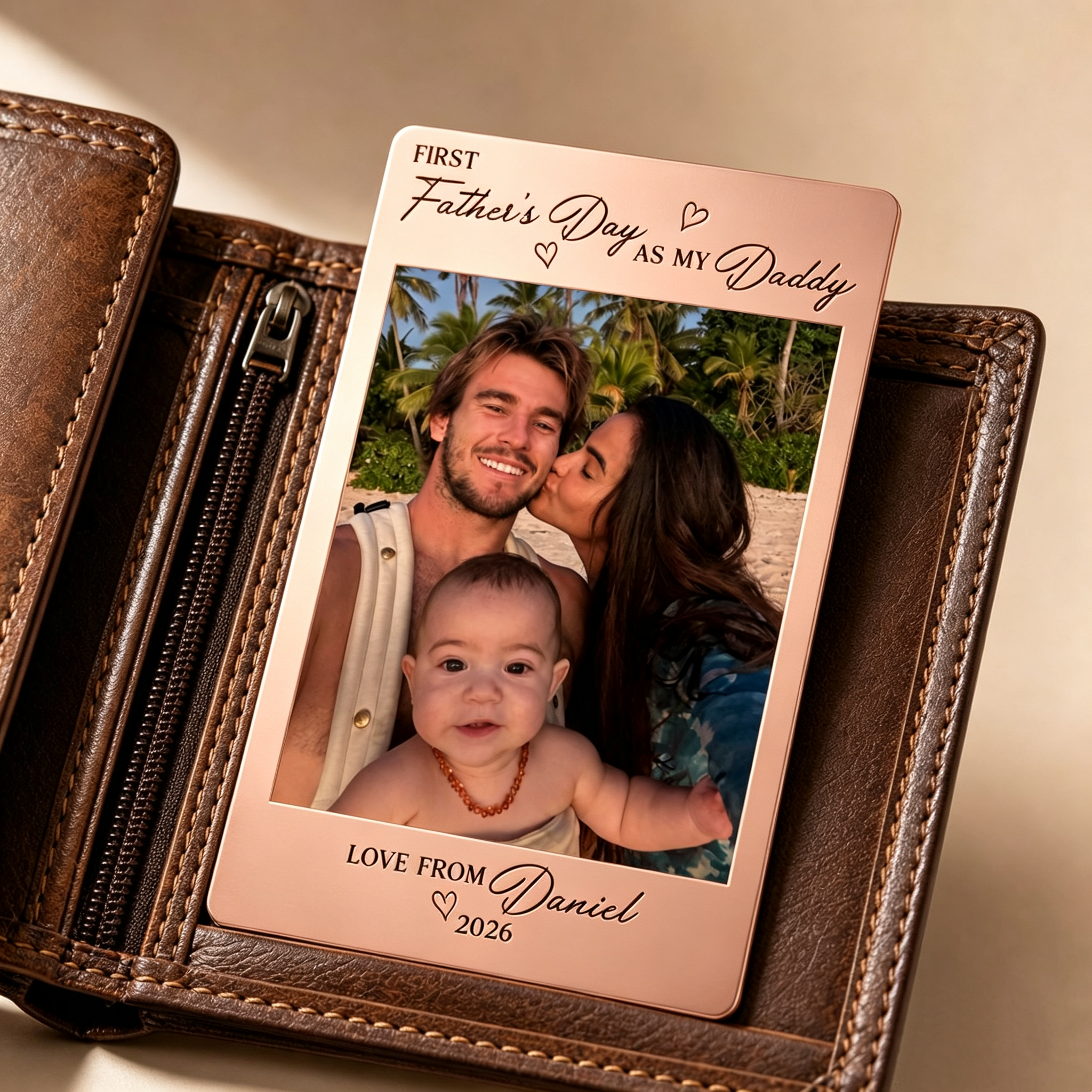 Tarjeta Personalizada Para Insertar En La Cartera De Papá, Tarjeta Metálica Con Foto Personalizada, Regalo Para Papá Primerizo, Regalo Del Día Del Padre De Parte Del Bebé.