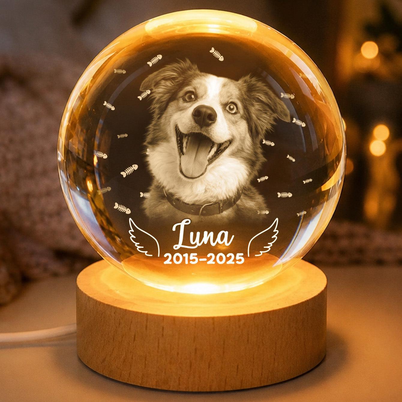 Bola De Cristal LED Personalizada Con Foto De Mascota, Regalo Conmemorativo Personalizado Para Amantes De Perros Y Gatos, Luz Nocturna De Recuerdo Para Quienes Han Perdido A Una Mascota. - mymoonlampes