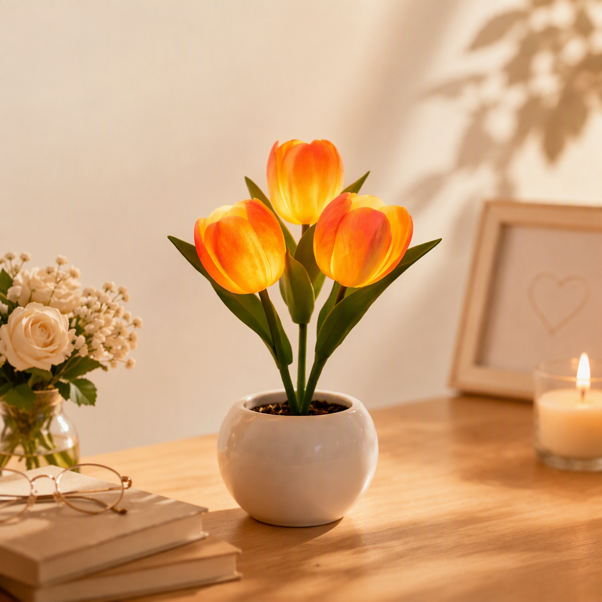 Lámpara De Noche Led Con Forma De Tulipán, Regulable, Enchufable, Romántica, Con Flores Artificiales, Regalo Para El Día De La Madre.