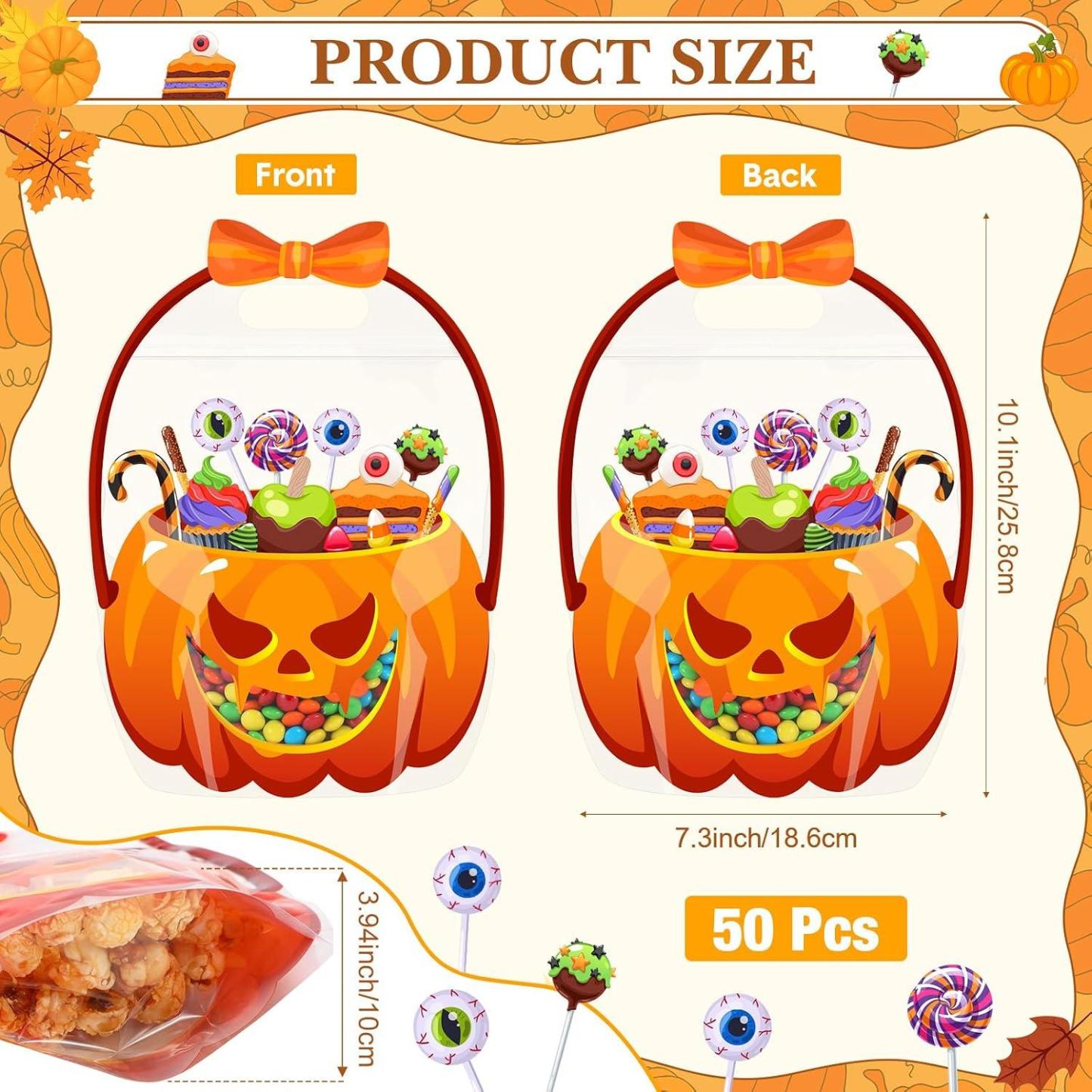 Bolsas De Dulces De Halloween Con Forma De Calabaza Y Asa. Envoltorios De Dulces Espeluznantes Para Pedir Dulces, Recuerdos De Fiesta Y Regalos. - mymoonlampes