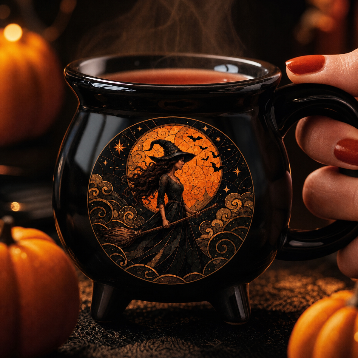 Taza De Caldero De Halloween De 355 Ml – Taza De Café Personalizada Con Temática De Brujas Para Regalos, Decoración De La Temporada De Halloween Y Veladas Acogedoras. - mymoonlampes
