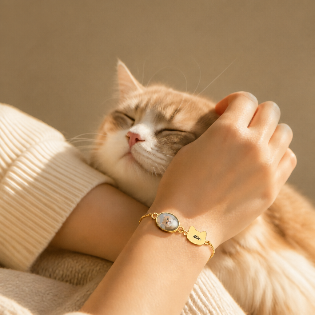 Pulsera Personalizada Con Foto De Mascota, Grabado De Nombre Personalizado Y Joyería Con Dije Conmemorativo De Mascota, Regalo De Pérdida De Gato, Recuerdo De Mascota