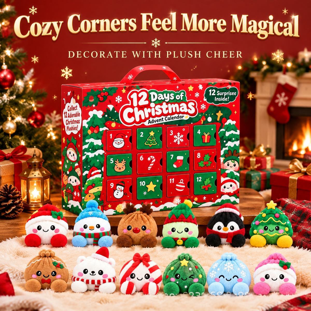 12 Días De Sorpresas Navideñas De Peluche: Lindo Juego De Juguetes De Cuenta Regresiva Navideña Para Niños Y Adultos - mymoonlampes