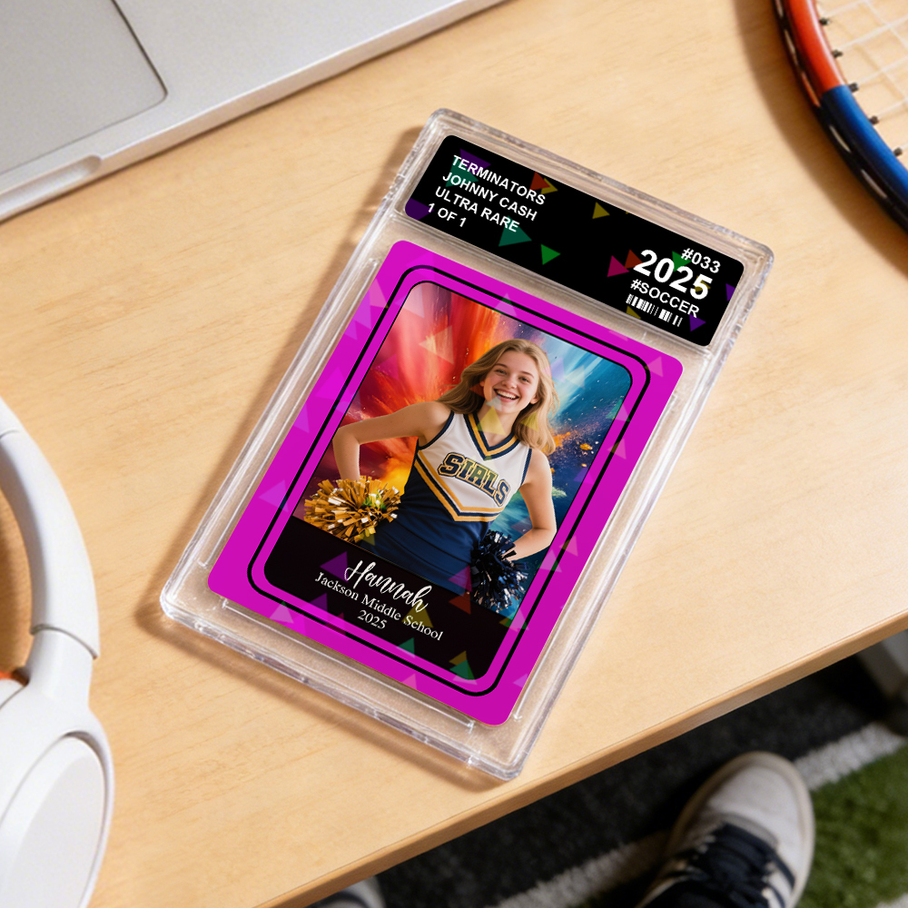 Tarjeta de juego con temática deportiva personalizada, tarjeta fotográfica personalizada con opciones de fondo colorido, regalo para atletas y fanáticos de los deportes - mymoonlampes