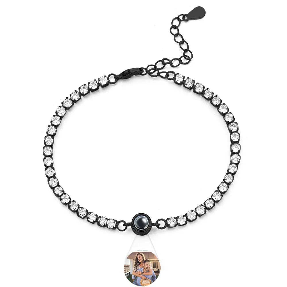 Pulsera De Proyección De Fotos Personalizada Pulsera De Tenis Pulsera De Todos Los Diamantes De Moda Regalos Para Ella - milamparaluna