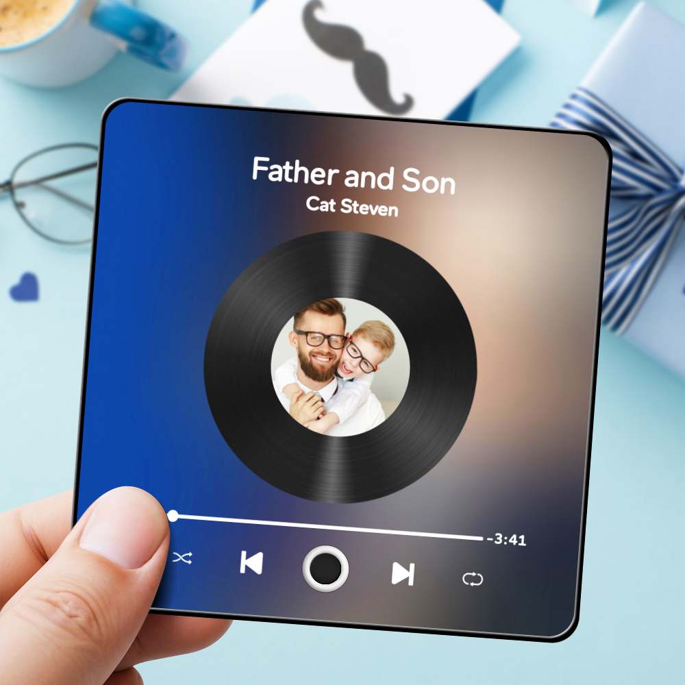 Álbum de fotos personalizado para regalo del día del padre, imán para el refrigerador, calcomanía de pared con fotos y música, movimiento musical reproducible sin teléfono celular, imán para refrigerador con música profesional, puede reproducir canciones