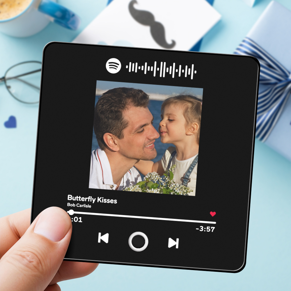 Álbum de fotos personalizado para regalo del día del padre, imán para el refrigerador, calcomanía de pared con fotos y música, movimiento musical reproducible sin teléfono celular, imán para refrigerador con música profesional, puede reproducir canciones