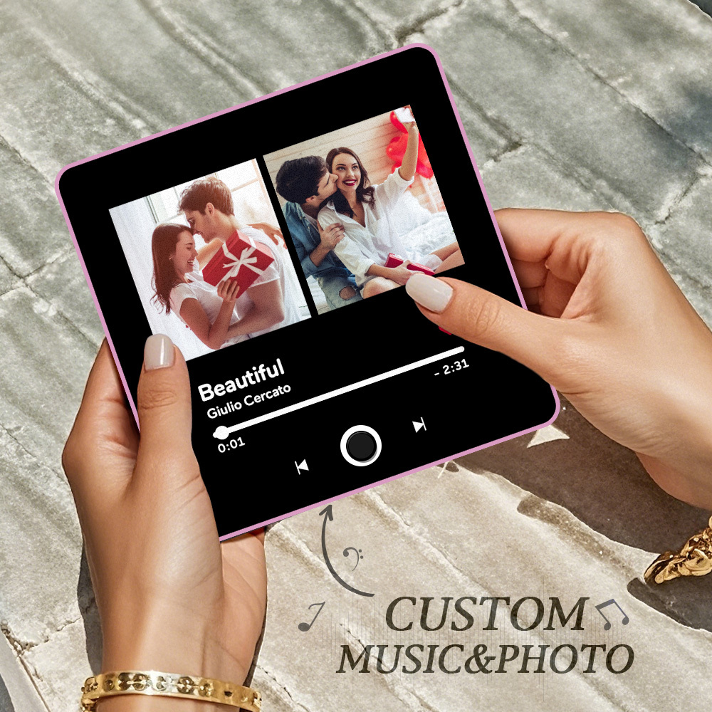 Imán De Nevera Con Foto Doble Personalizado, Imán Para Nevera Con Foto Personalizada, Puede Reproducir Canciones, Versión 3,0 Con Marco De Regalo - mymoonlampes