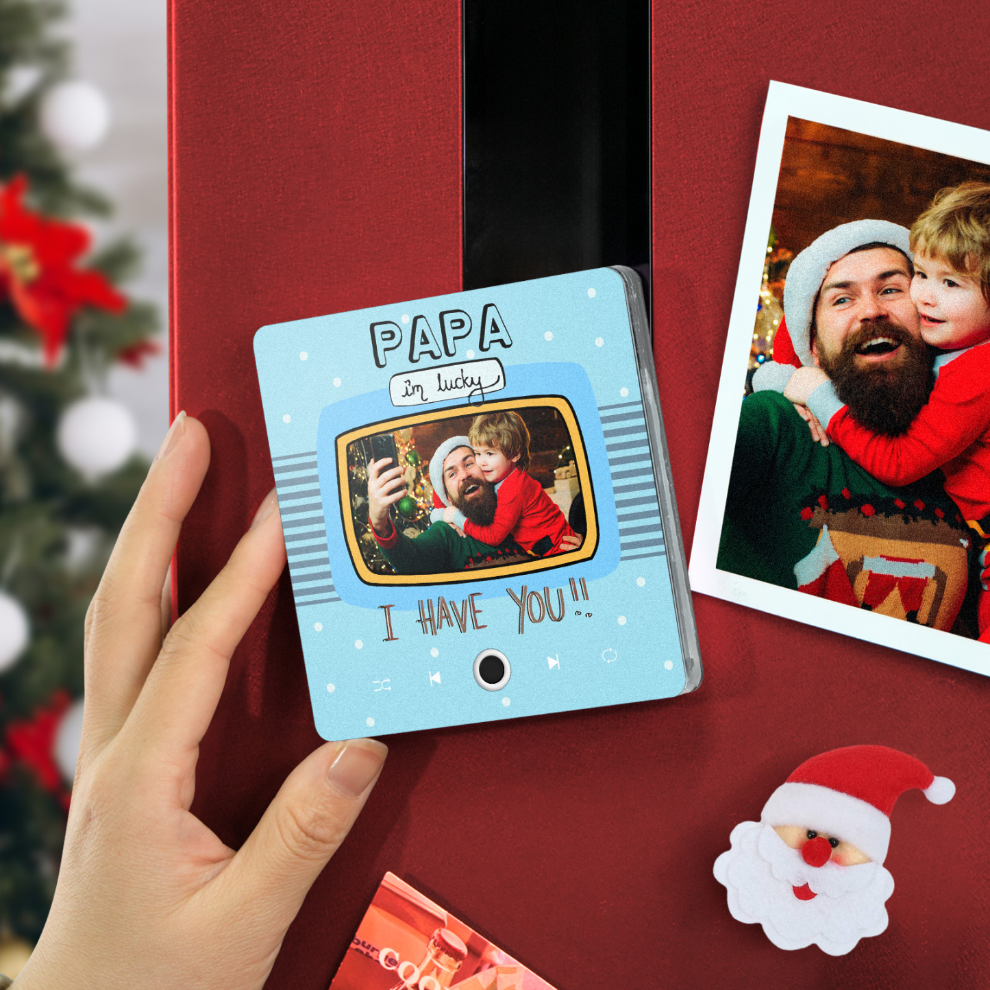 Imán De Nevera De Música Personalizado, Regalo Para Papá, Imanes De Música Personalizados Que Pueden Reproducir Canciones, Regalos De Navidad, Regalos Familiares - mymoonlampes