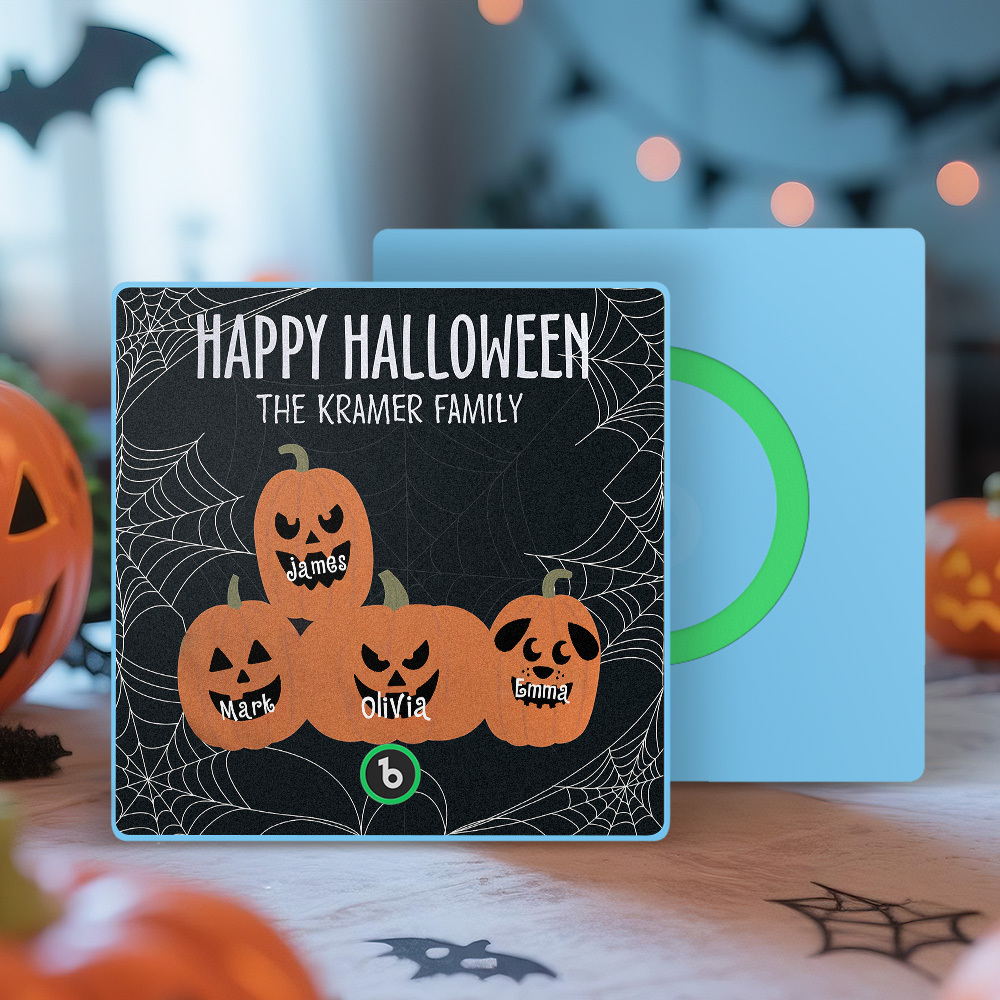 Imán De Nevera Con Música De Calabaza Personalizada Con Nombre Y Cara, Ideal Para Halloween. Imán Familiar Para Nevera Con Calabazas Personalizadas. Regalo De Halloween. - mymoonlampes