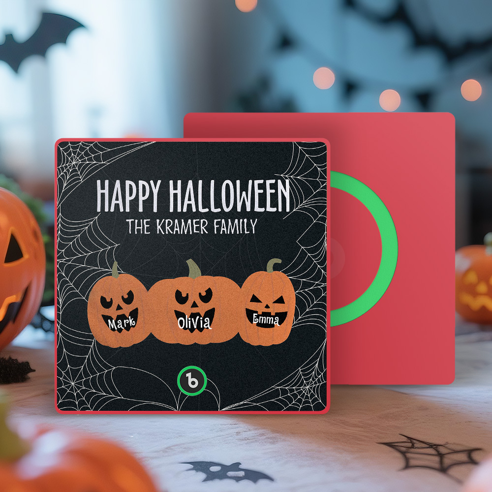 Imán De Nevera Con Música De Calabaza Personalizada Con Nombre Y Cara, Ideal Para Halloween. Imán Familiar Para Nevera Con Calabazas Personalizadas. Regalo De Halloween. - mymoonlampes