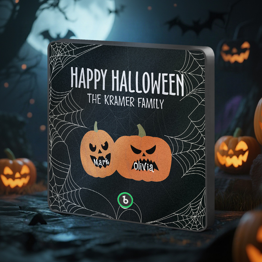 Imán De Nevera Con Música De Calabaza Personalizada Con Nombre Y Cara, Ideal Para Halloween. Imán Familiar Para Nevera Con Calabazas Personalizadas. Regalo De Halloween. - mymoonlampes
