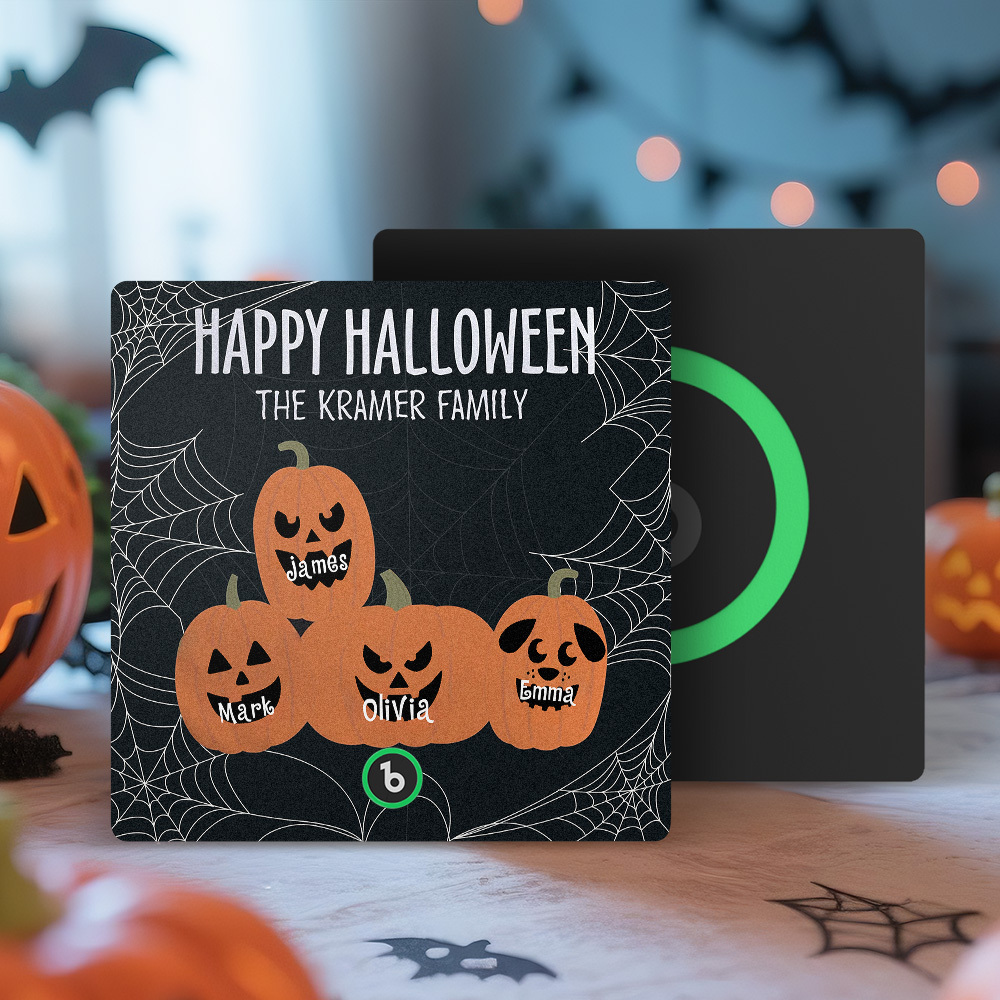 Imán De Nevera Con Música De Calabaza Personalizada Con Nombre Y Cara, Ideal Para Halloween. Imán Familiar Para Nevera Con Calabazas Personalizadas. Regalo De Halloween. - mymoonlampes