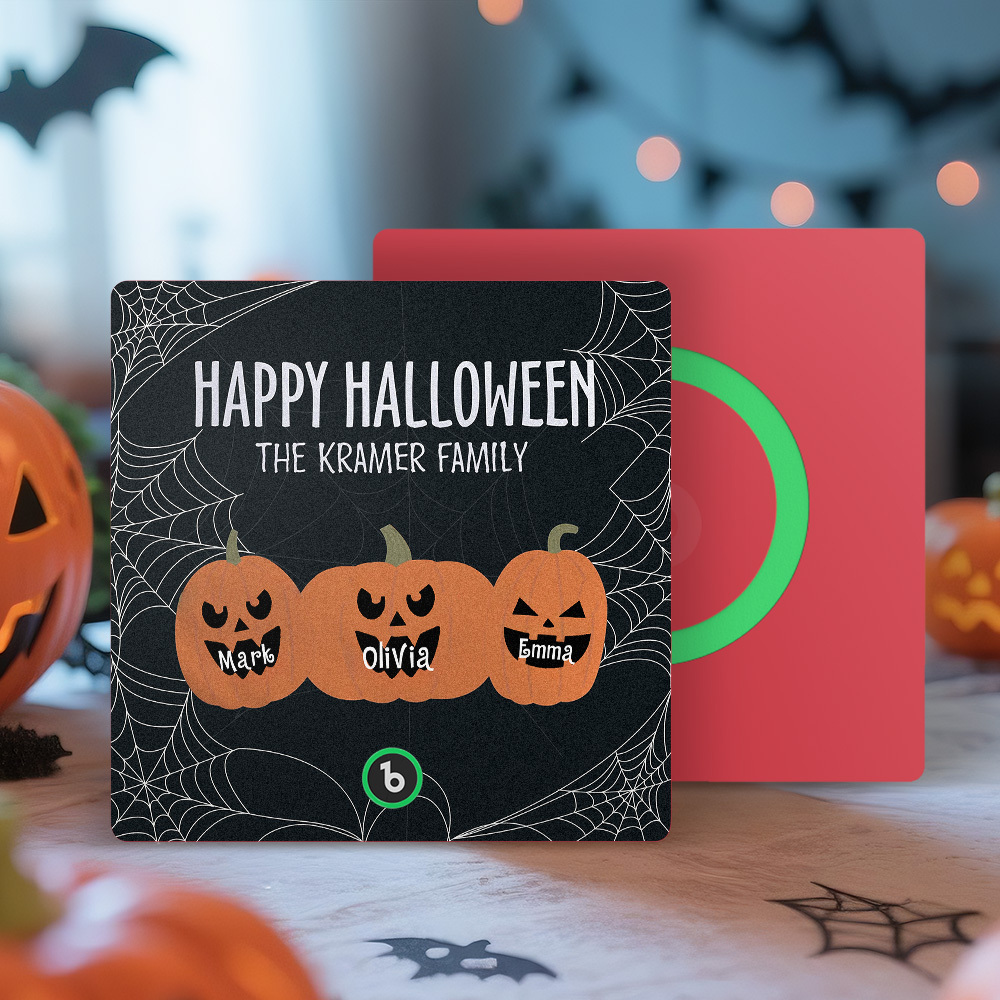 Imán De Nevera Con Música De Calabaza Personalizada Con Nombre Y Cara, Ideal Para Halloween. Imán Familiar Para Nevera Con Calabazas Personalizadas. Regalo De Halloween. - mymoonlampes