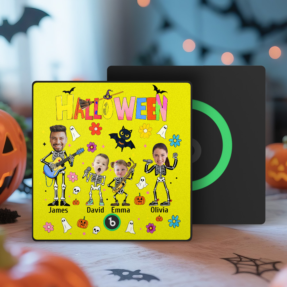 Imán De Nevera De Halloween Con Fotos Y Nombres Personalizados, Imán De Nevera Con Música, Imán De Nevera Con Tu Propia Cara Y Nombre, Regalo Familiar - mymoonlampes