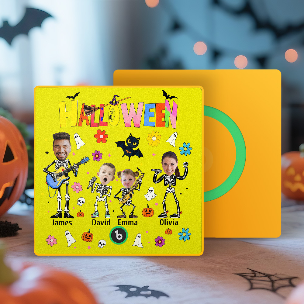 Imán De Nevera De Halloween Con Fotos Y Nombres Personalizados, Imán De Nevera Con Música, Imán De Nevera Con Tu Propia Cara Y Nombre, Regalo Familiar - mymoonlampes