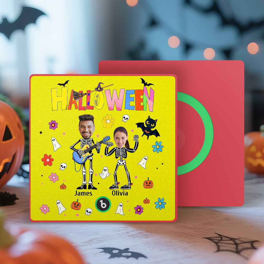 Imán De Nevera De Halloween Con Fotos Y Nombres Personalizados, Imán De Nevera Con Música, Imán De Nevera Con Tu Propia Cara Y Nombre, Regalo Familiar - mymoonlampes