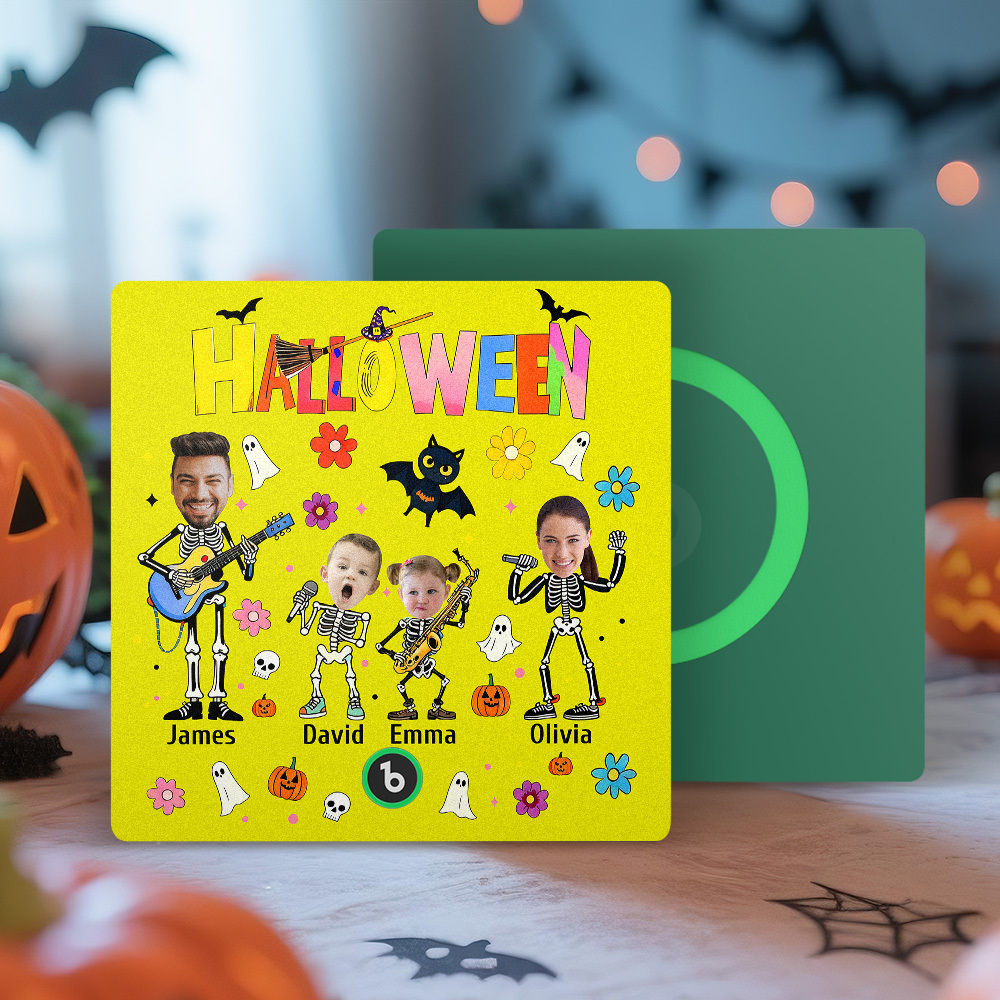 Imán De Nevera De Halloween Con Fotos Y Nombres Personalizados, Imán De Nevera Con Música, Imán De Nevera Con Tu Propia Cara Y Nombre, Regalo Familiar - mymoonlampes