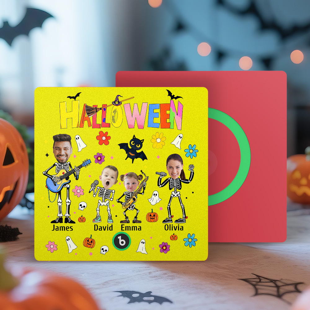 Imán De Nevera De Halloween Con Fotos Y Nombres Personalizados, Imán De Nevera Con Música, Imán De Nevera Con Tu Propia Cara Y Nombre, Regalo Familiar - mymoonlampes