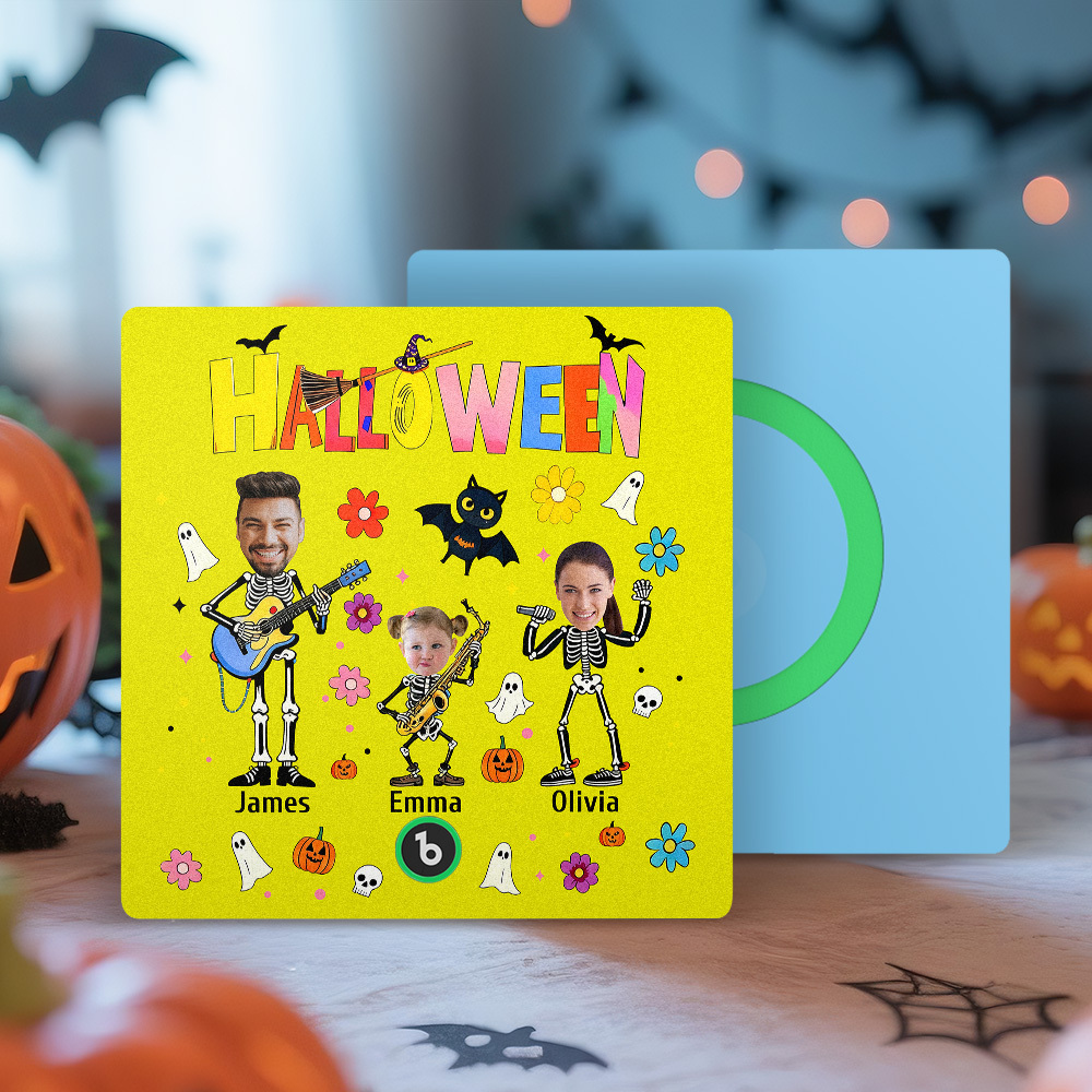 Imán De Nevera De Halloween Con Fotos Y Nombres Personalizados, Imán De Nevera Con Música, Imán De Nevera Con Tu Propia Cara Y Nombre, Regalo Familiar - mymoonlampes