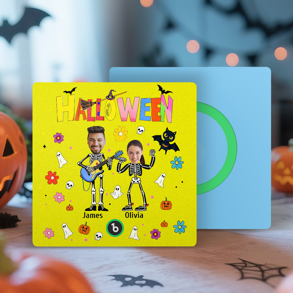 Imán De Nevera De Halloween Con Fotos Y Nombres Personalizados, Imán De Nevera Con Música, Imán De Nevera Con Tu Propia Cara Y Nombre, Regalo Familiar - mymoonlampes