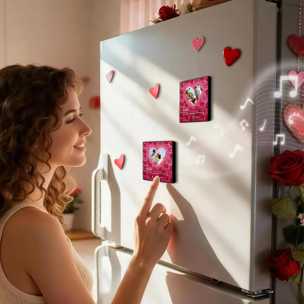 Imán De Nevera Para San Valentín Con Fotos Personalizadas Y Música. Regalo Para Parejas. - mymoonlampes