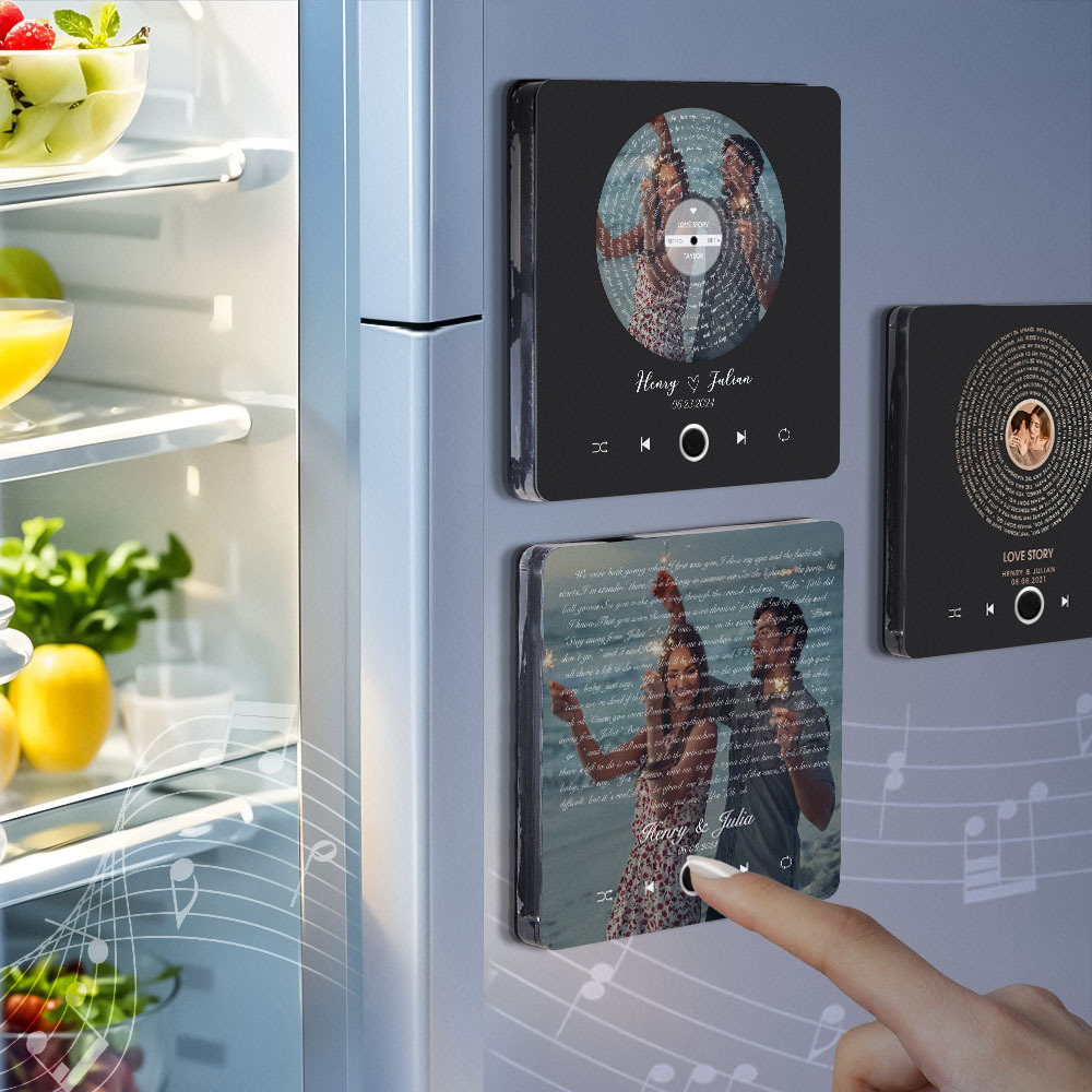 Música Personalizada Imán De Nevera Letras Foto Pegatina Regalos Música Pared Foto Pegatina Movimiento Musical Que Se Puede Reproducir Sin Teléfono Celular - mymoonlampes