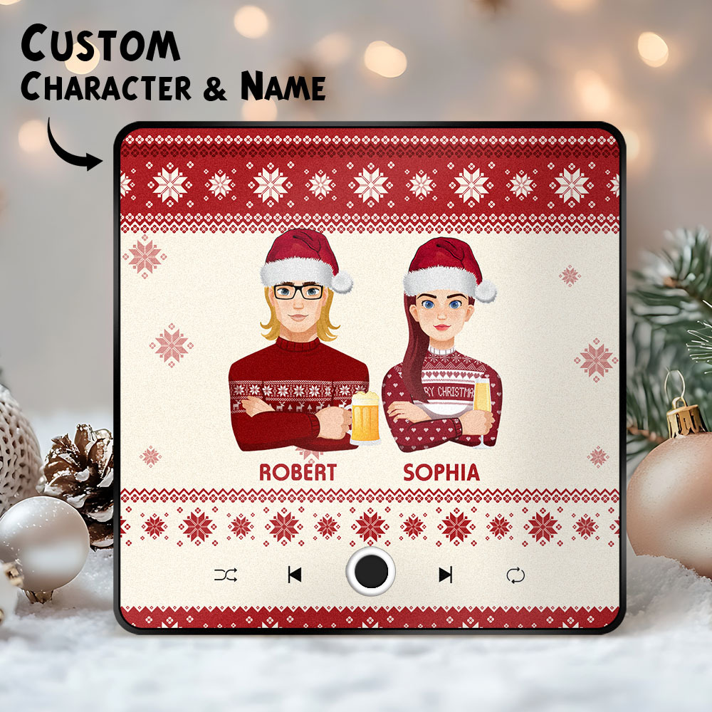 Retrato De Navidad Personalizado, Imán De Nevera Con Música Personalizada, Imanes De Feliz Navidad, Pueden Reproducir Canciones, Regalo De Navidad, Regalos Familiares - mymoonlampes