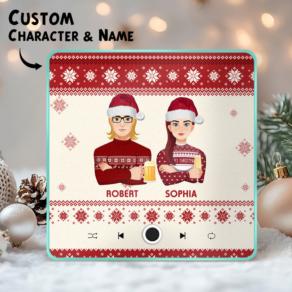 Retrato De Navidad Personalizado, Imán De Nevera Con Música Personalizada, Imanes De Feliz Navidad, Pueden Reproducir Canciones, Regalo De Navidad, Regalos Familiares - mymoonlampes