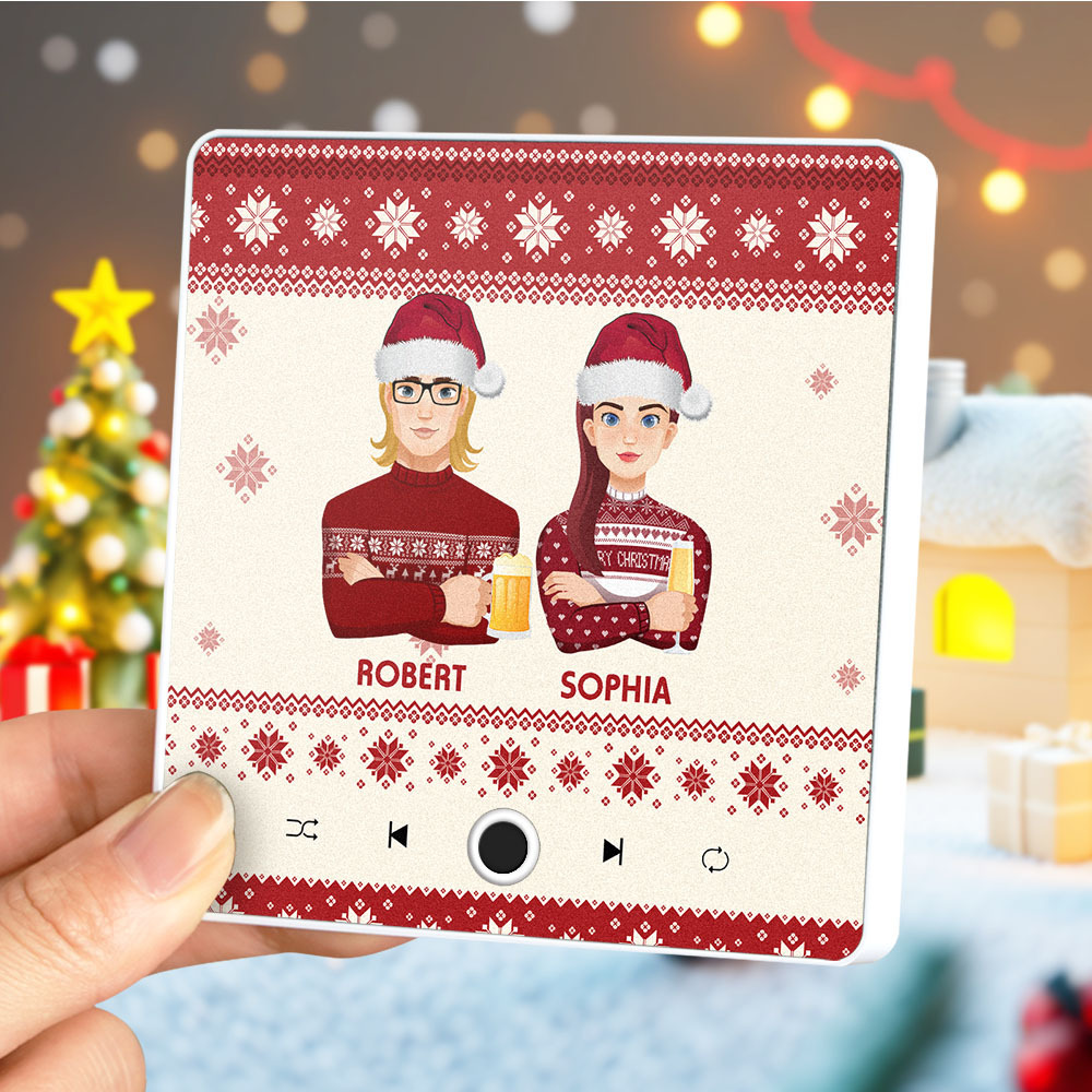 Retrato De Navidad Personalizado, Imán De Nevera Con Música Personalizada, Imanes De Feliz Navidad, Pueden Reproducir Canciones, Regalo De Navidad, Regalos Familiares - mymoonlampes