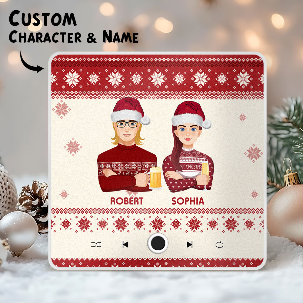 Retrato De Navidad Personalizado, Imán De Nevera Con Música Personalizada, Imanes De Feliz Navidad, Pueden Reproducir Canciones, Regalo De Navidad, Regalos Familiares - mymoonlampes