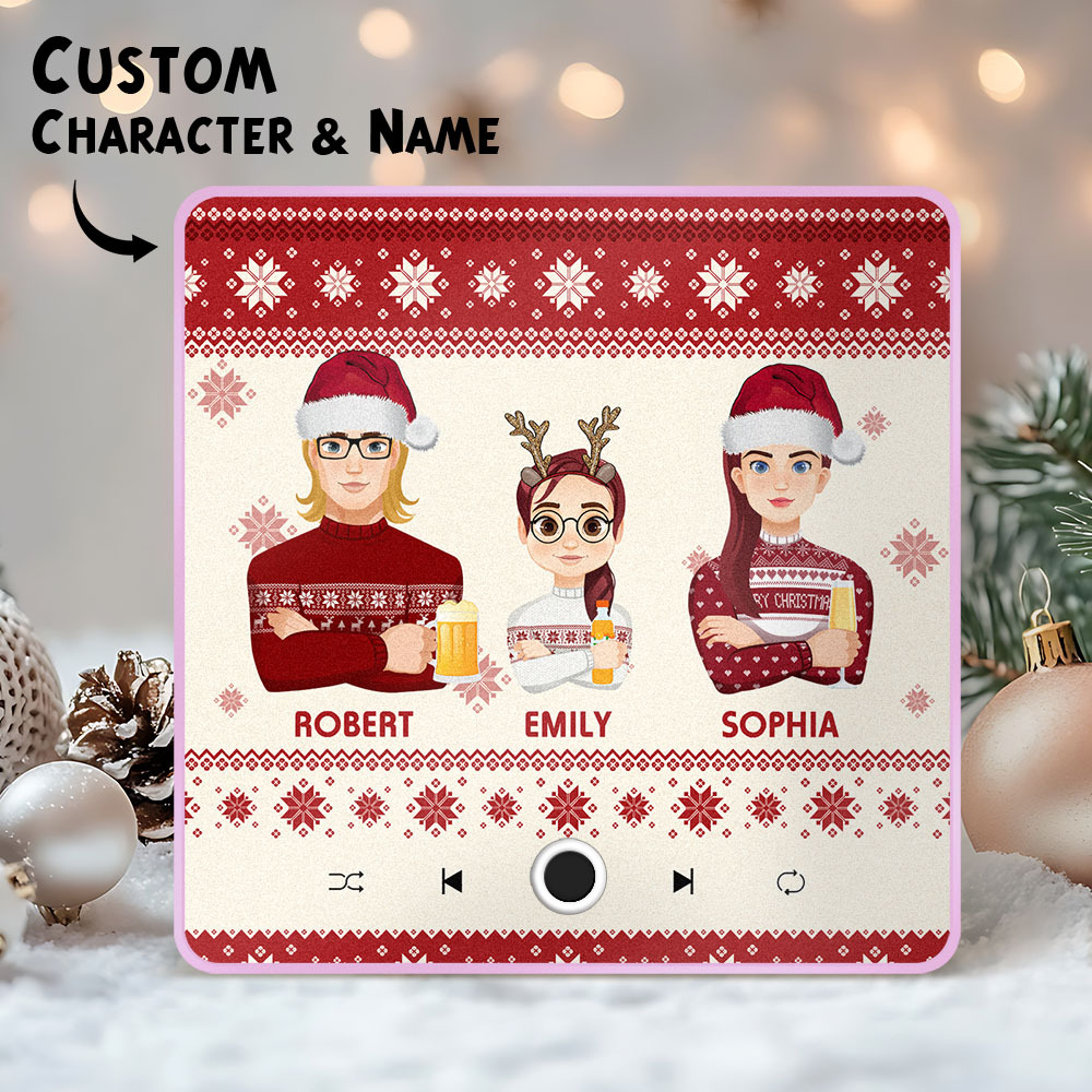 Retrato De Navidad Personalizado, Imán De Nevera Con Música Personalizada, Imanes De Feliz Navidad, Pueden Reproducir Canciones, Regalo De Navidad, Regalos Familiares - mymoonlampes