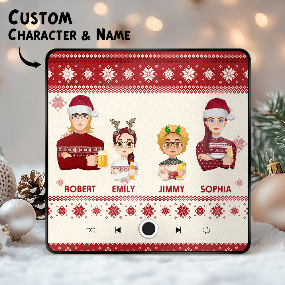 Retrato De Navidad Personalizado, Imán De Nevera Con Música Personalizada, Imanes De Feliz Navidad, Pueden Reproducir Canciones, Regalo De Navidad, Regalos Familiares - mymoonlampes