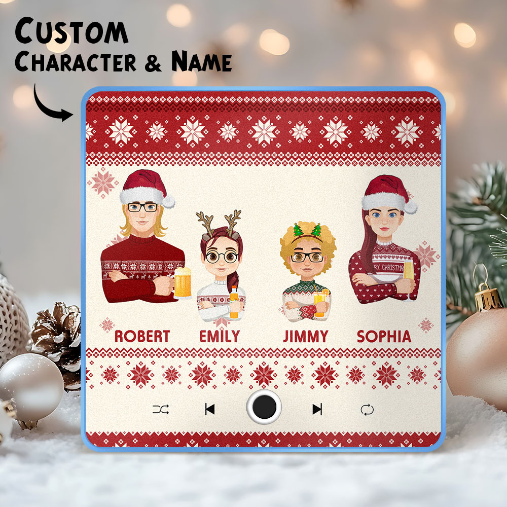 Retrato De Navidad Personalizado, Imán De Nevera Con Música Personalizada, Imanes De Feliz Navidad, Pueden Reproducir Canciones, Regalo De Navidad, Regalos Familiares - mymoonlampes