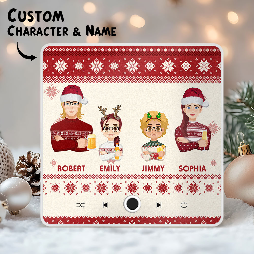 Retrato De Navidad Personalizado, Imán De Nevera Con Música Personalizada, Imanes De Feliz Navidad, Pueden Reproducir Canciones, Regalo De Navidad, Regalos Familiares - mymoonlampes