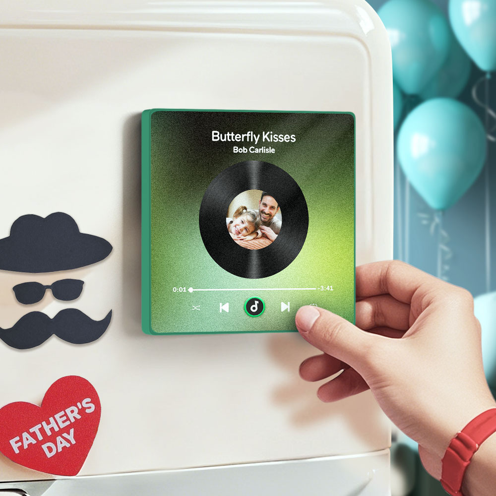 Álbum de fotos personalizado, imán para nevera, adhesivo para pared con fotos y música, movimiento musical reproducible sin teléfono móvil, imán para nevera con música profesional, puede reproducir canciones, regalo para el día del padre