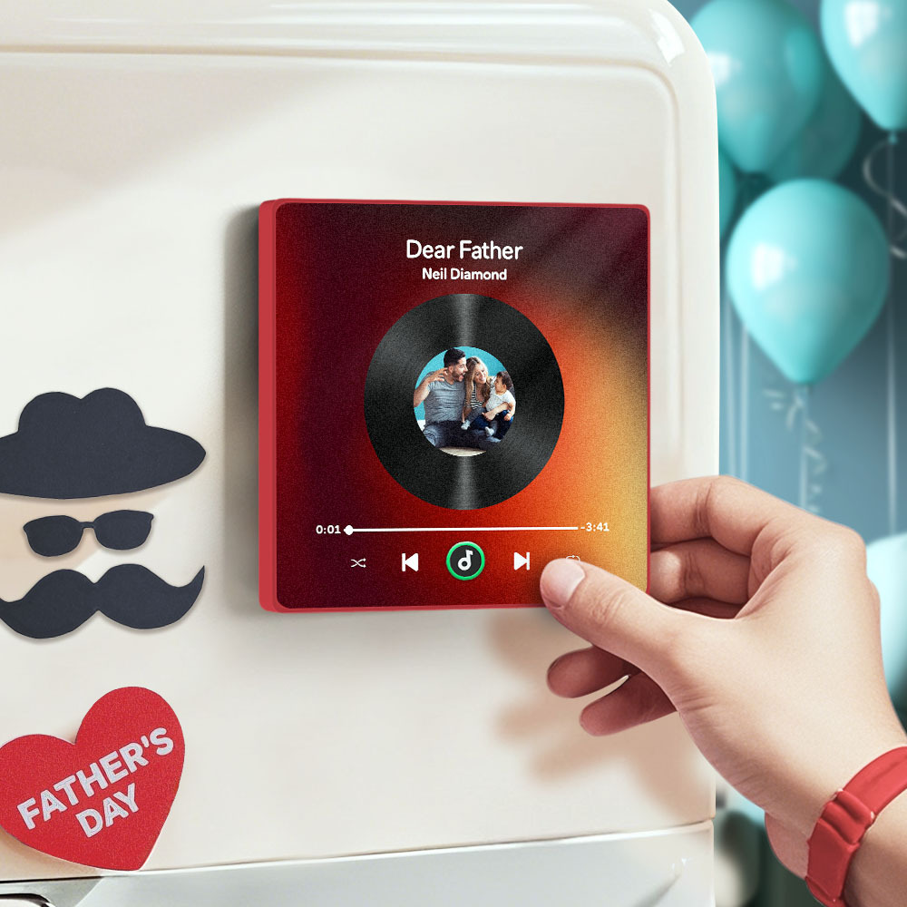 Álbum de fotos personalizado, imán para nevera, adhesivo para pared con fotos y música, movimiento musical reproducible sin teléfono móvil, imán para nevera con música profesional, puede reproducir canciones, regalo para el día del padre