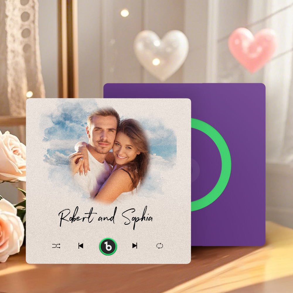 Imán Personalizado Para Nevera Con Música De Color Morado Y Amatista, Nueva Pegatina Fotográfica De Pared Con Música Mejorada 4.0 Que Reproduce Música Sin Teléfono Móvil, Varios Estilos, Regalos Para Parejas - mymoonlampes
