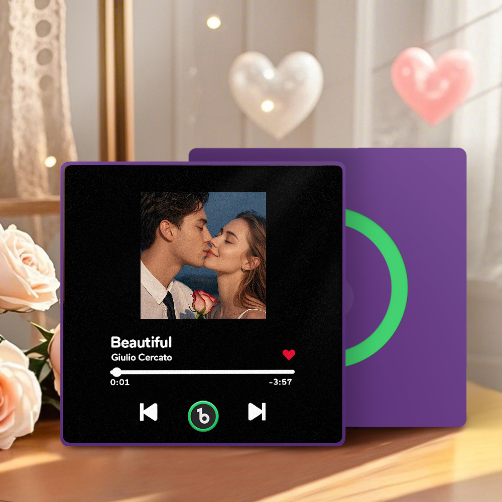 Imán Personalizado Para Nevera Con Música De Color Morado Y Amatista, Nueva Pegatina Fotográfica De Pared Con Música Mejorada 4.0 Que Reproduce Música Sin Teléfono Móvil, Varios Estilos, Regalos Para Parejas - mymoonlampes