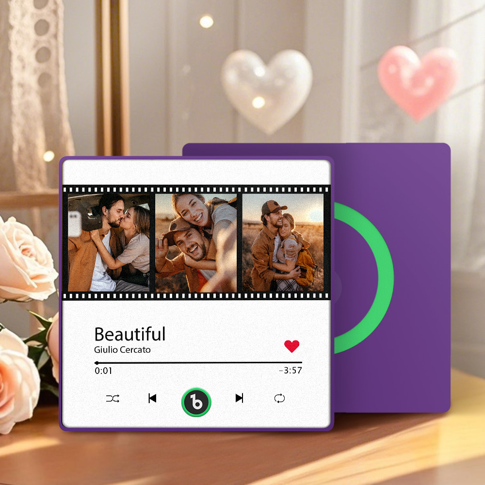 Imán Personalizado Para Nevera Con Música De Color Morado Y Amatista, Nueva Pegatina Fotográfica De Pared Con Música Mejorada 4.0 Que Reproduce Música Sin Teléfono Móvil, Varios Estilos, Regalos Para Parejas - mymoonlampes