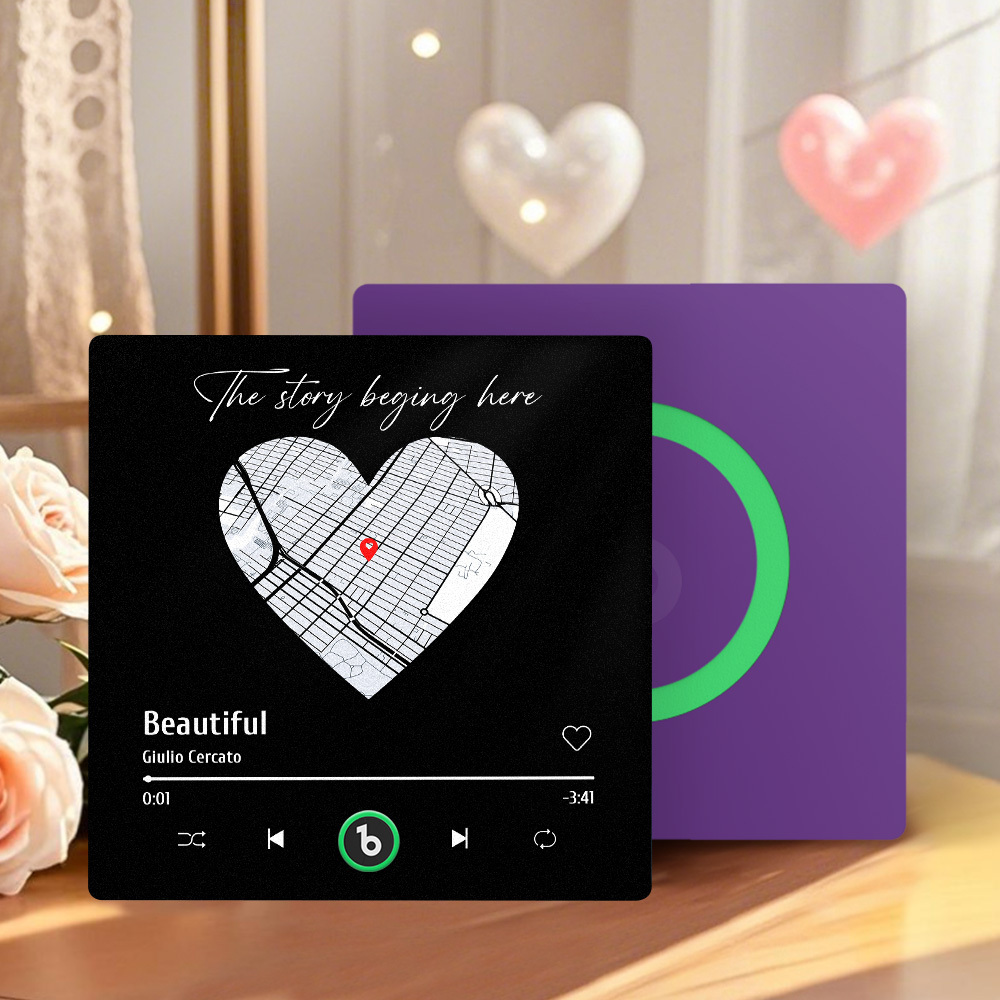 Imán Personalizado Para Nevera Con Música De Color Morado Y Amatista, Nueva Pegatina Fotográfica De Pared Con Música Mejorada 4.0 Que Reproduce Música Sin Teléfono Móvil, Varios Estilos, Regalos Para Parejas - mymoonlampes