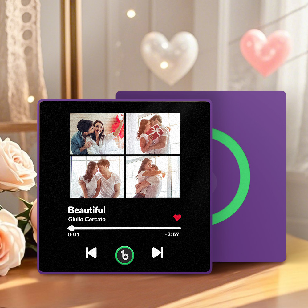 Imán Personalizado Para Nevera Con Música De Color Morado Y Amatista, Nueva Pegatina Fotográfica De Pared Con Música Mejorada 4.0 Que Reproduce Música Sin Teléfono Móvil, Varios Estilos, Regalos Para Parejas - mymoonlampes