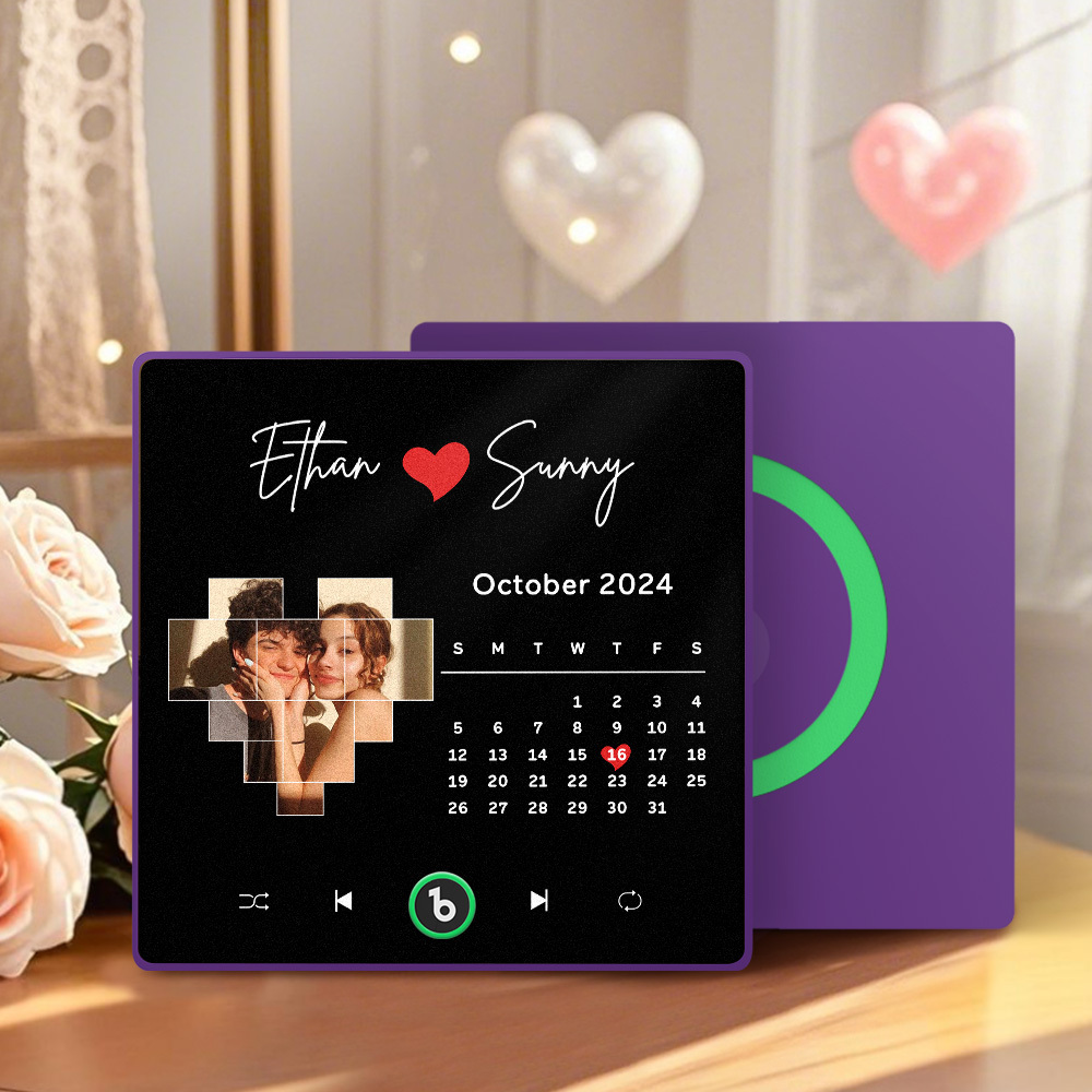 Imán Personalizado Para Nevera Con Música De Color Morado Y Amatista, Nueva Pegatina Fotográfica De Pared Con Música Mejorada 4.0 Que Reproduce Música Sin Teléfono Móvil, Varios Estilos, Regalos Para Parejas - mymoonlampes