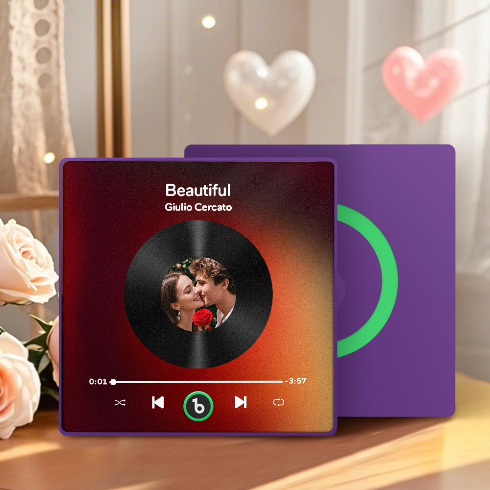 Imán Personalizado Para Nevera Con Música De Color Morado Y Amatista, Nueva Pegatina Fotográfica De Pared Con Música Mejorada 4.0 Que Reproduce Música Sin Teléfono Móvil, Varios Estilos, Regalos Para Parejas - mymoonlampes