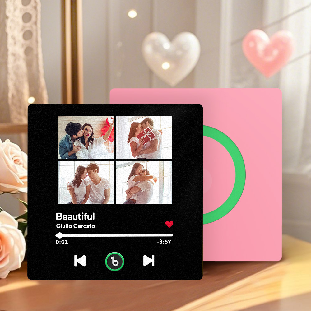 Imán Personalizado Para Nevera Con Música De Color Morado Y Amatista, Nueva Pegatina Fotográfica De Pared Con Música Mejorada 4.0 Que Reproduce Música Sin Teléfono Móvil, Varios Estilos, Regalos Para Parejas - mymoonlampes