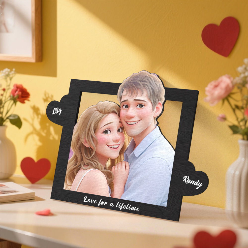 Marco De Fotos Personalizado Con Nombre En Forma De Corazón, Estilo De Dibujos Animados, El Mejor Regalo De Aniversario, Cumpleaños, Vacaciones Familiares - mymoonlampes