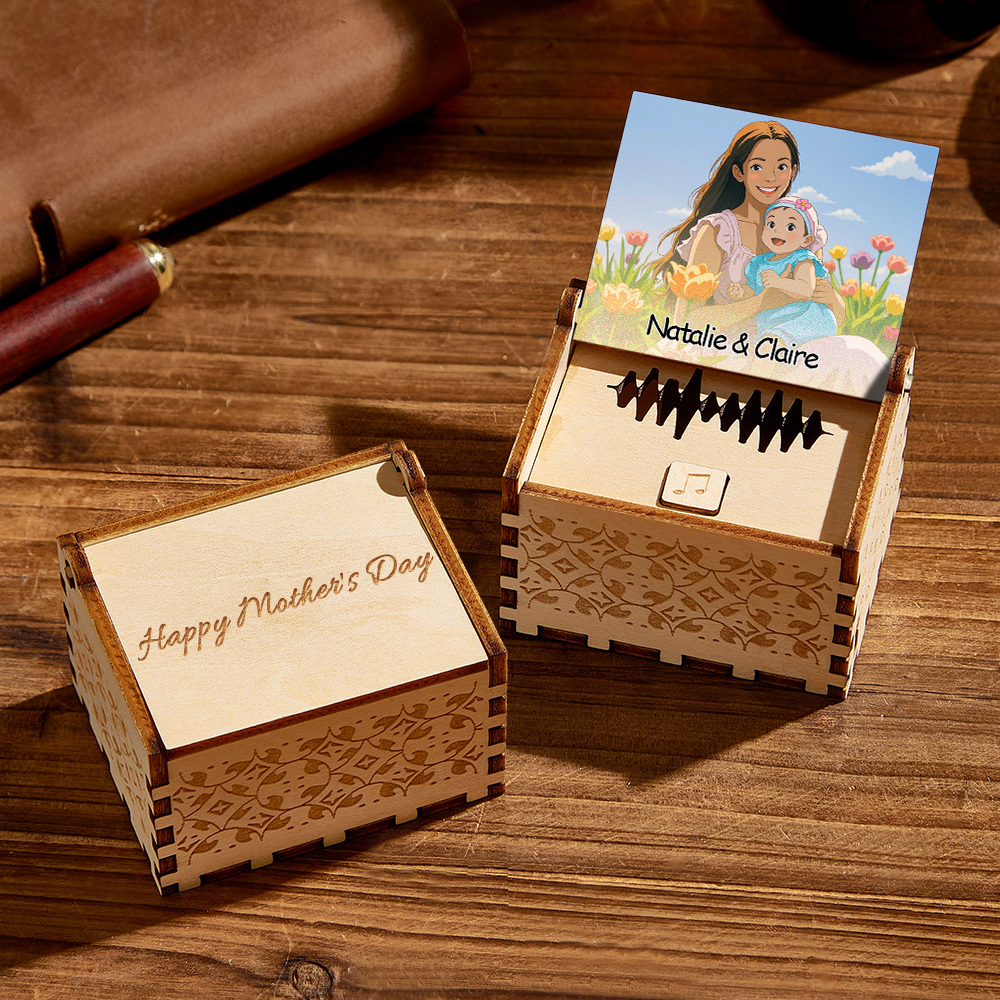 Caja De Música Digital Personalizada, Cualquier Canción, Melodía O Voz, Foto De Anime Personalizada, Caja De Música De Madera Con Texto, Regalos De Aniversario - mymoonlampes