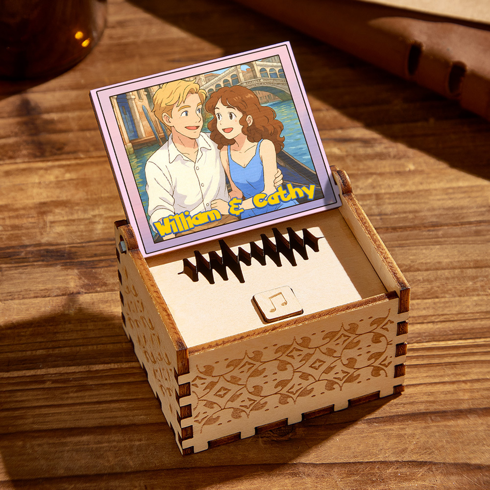 Caja De Música Digital Personalizada, Cualquier Canción, Melodía O Voz, Foto De Anime Personalizada, Caja De Música De Madera Con Texto, Regalos De Aniversario - mymoonlampes