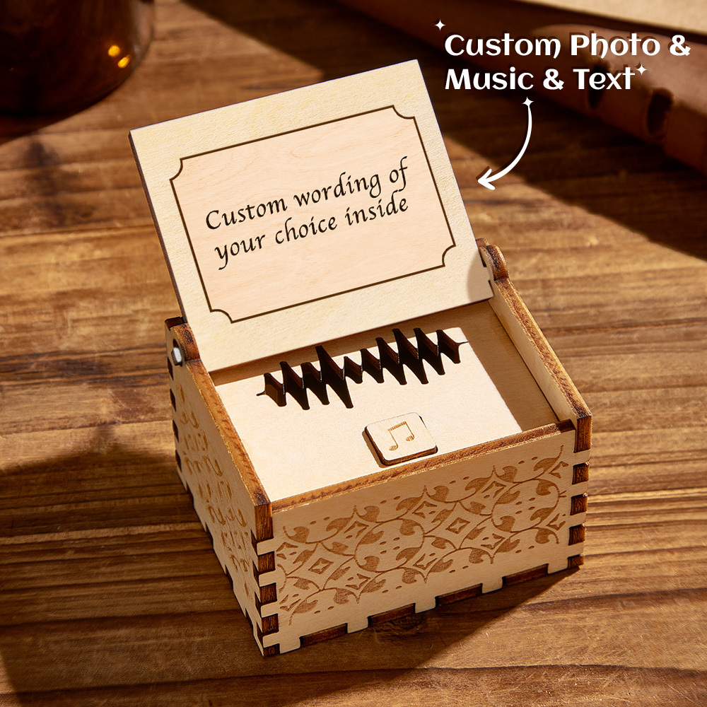 Caja De Música Digital Personalizada, Cualquier Canción, Melodía O Voz, Foto Personalizada, Caja De Música De Madera Con Texto, Regalos De Aniversario - mymoonlampes